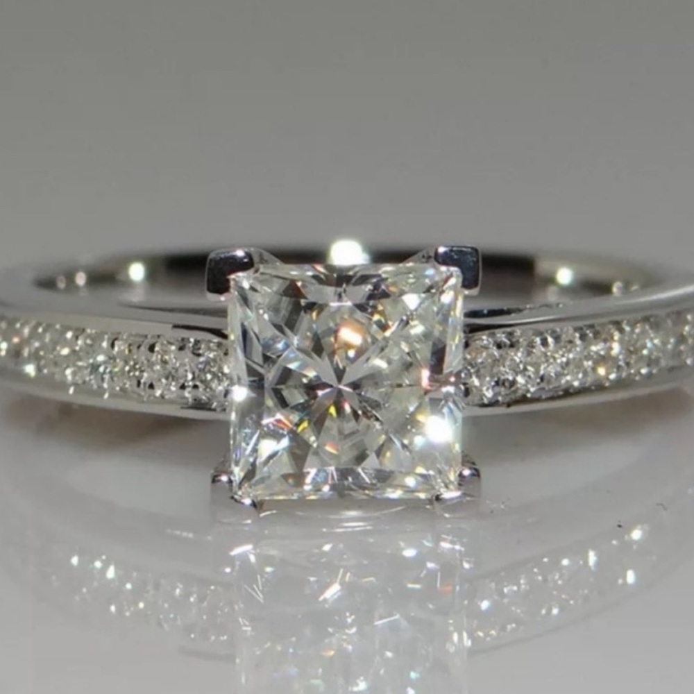 Princess Cut Silver Ring